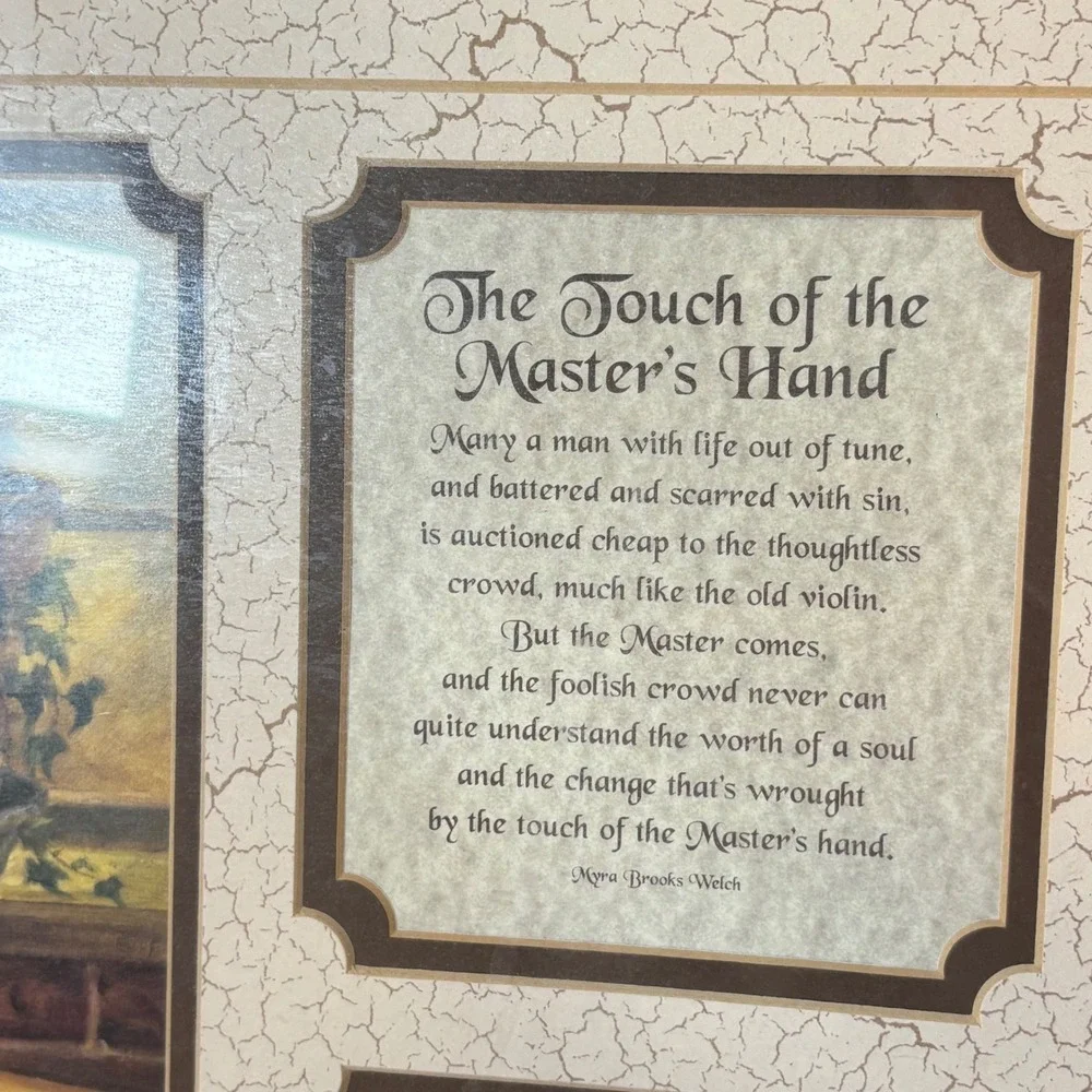 The Touch of the Masters Hand Framed Poem Violin 3D Shadowbox 20x16 Wood Frame